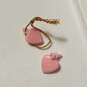 Barbie 80’s doll heart powder pink earring and necklace on gold string